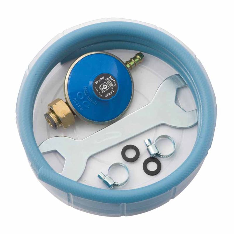 Gas hose set for gas burners 1.5 m with regulator & wrench (Item no. 3307)