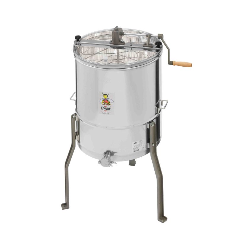Logar 4-frame honey extractor, hand drive 30 x 48 cm (Vat Ø 52 cm) – Art. No. 4105