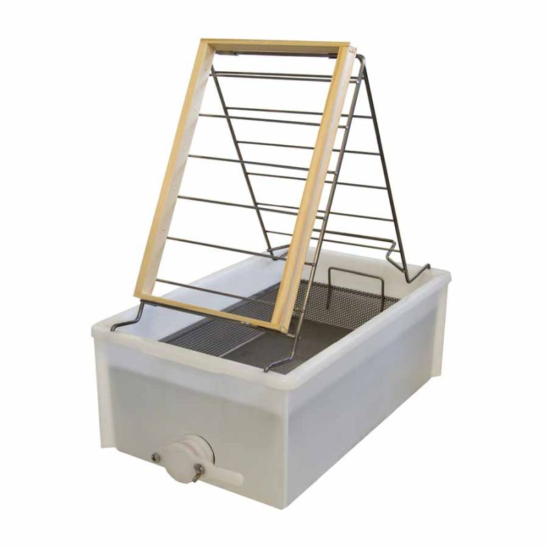 PVC uncapping tray with sieve bottom (table model) – uncapping set