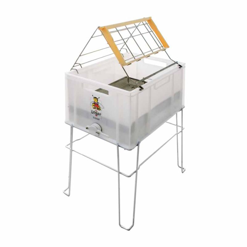 PVC uncapping pan with stand and sieve bottom (horizontal)